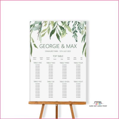 Next Day Table Plan Printing London